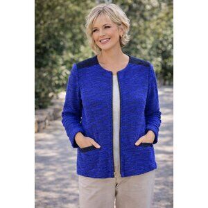 Quiet Luxury | Jones New York | Blue Textured Zip Jacket | Grandmacore| XL